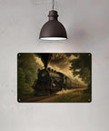 Vintage Steam Train Aluminum Wall Art 8x12 Inch Dope Retro Forest Railway Locomotive Metal Print Rustic Industrial Decor