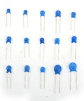 High Voltage Ceramic Disc Capacitor Kit For DIY Projects, 300 Piece Assortment, 15 Values, 1KV To 3KV Range, 0.1nF To 22nF, blue capacitors