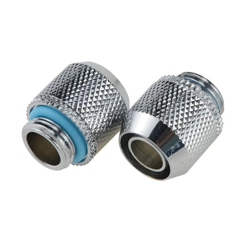 BXQINLENX compression fittings for PC water cooling, silver chrome, G1/4 to 3/8 ID/1/2 OD soft tubing, straight joint, 2 pcs