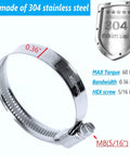DAFU 15-pack high-pressure hose clamps, 304 stainless steel, worm-gear drive, adjustable 5/9 to 1-1/10 in, M8 hex screw