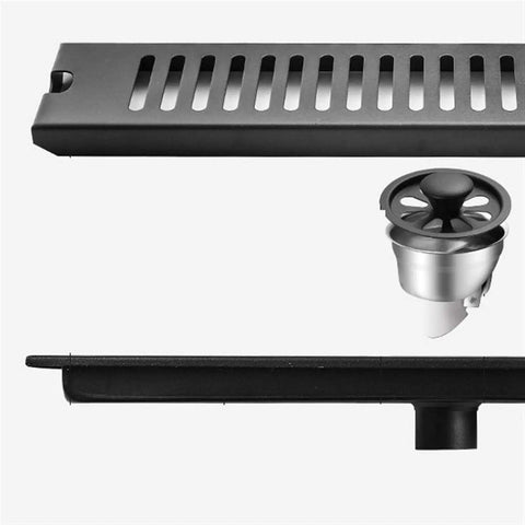 Heavy Duty Linear Shower Drain With Quick Swap Hair Strainer And Rust Proof 304 Stainless Steel sleek design with integrated hair strainer.