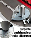 Pro Grade Miter Gauge for Table Saw and Router All Around Woodworking Sled with Multi Angle Scale, close-up of angle ruler