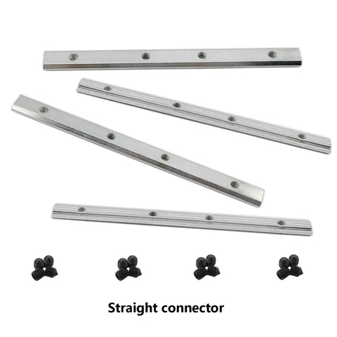 4 Pack Heavy Duty 3030 Series Aluminum Profile Straight Line Connector With M6 Screws, carbon steel brackets and threaded holes.