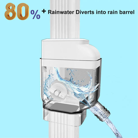 Universal Gutter Downspout Diverter With Built In Filter Screen White Fits 2x3 And Oversize 3x4 Downspouts Reversible Spout For Left Or Right Install Easy No Fuss Setup, white downspout diverter with hose outlet