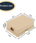 No Fuss Surface Mount Phone Jack Single Port With Four Internal Screw Terminals RJ11 6P4C Female Wall Plate Ivory Two Pack dimensions and design view.