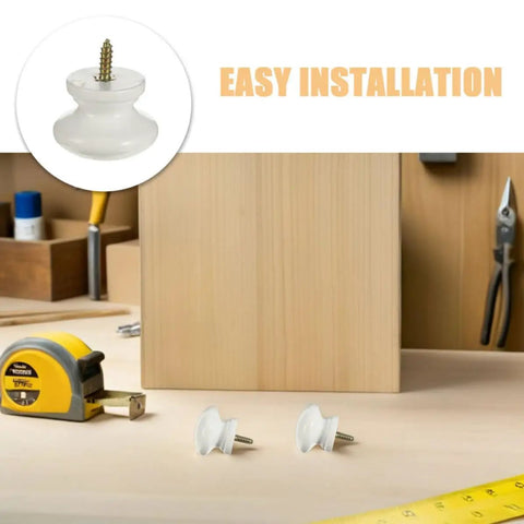 Top Shelf Real Deal Round Wooden Cabinet Knobs 10 Pack Self Tapping Pulls for easy installation on kitchen drawers and dressers.