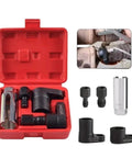 Heavy Duty Oxygen Sensor Wrench Socket Kit With Cutout Design For Effortless O2 Removal And Installation Locking Grip in red case.