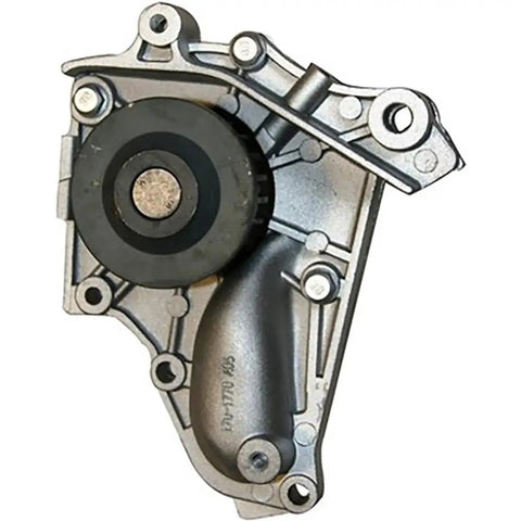 Top Tier Engine Water Pump For Toyota Camry 1992 To 2001 Fits 2.2L L4 And 3.0L V6 Configurations showing silver cast casing and black pulley.