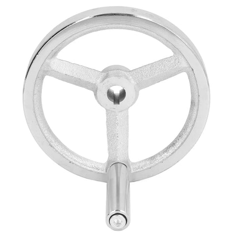 Lathe Handwheel 160mm Rotary Chrome Plated Cast Iron Round Wheel With Removable Handle 16mm Bore Built Tough