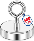 Fishing magnet ring, 2.36 in, chrome neodymium rare-earth magnet with 500 lb pull