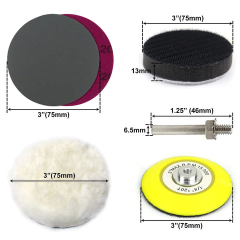 Pro Grade All In One 3 Inch Sanding Discs Kit 150 Pcs Silicon Carbide Wet Dry Hook And Loop 400 To 10000 Grit set pieces
