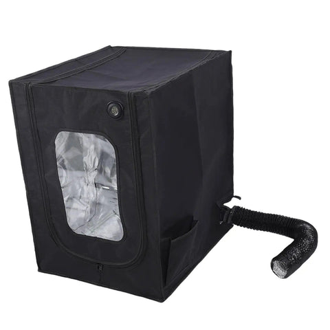 Fireproof 3D Printer Enclosure Kit With Temperature Control And LED Light for Lab P1 X1 A1 Series Ender 3 V3, black exterior, vent on side.