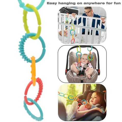 24 Pack Baby Link Rings Set For Hanging Toys On Crib Rail Car Seat And Stroller Travel With Storage Box Durable Flexible Linking Rings For Infants Boys And Girls