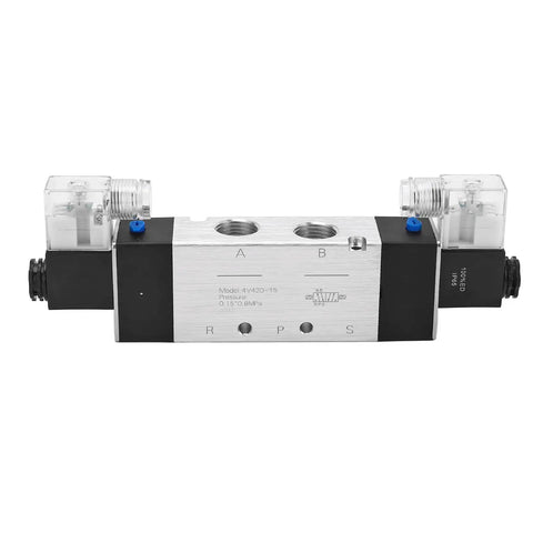 Rock Solid Pneumatic Solenoid Air Valve 3 Position 5 Way DC24V Smooth Shifting Electromagnetic Control Switch No Hassle Quick Install Industrial Automation Plug And Play Powering Forward Reverse Motion