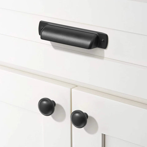 Matte Black 3 Inch Hole Center Cup Pulls For Cabinets And Drawers, 10 Pack Kitchen Cabinet Handles And Drawer Knobs