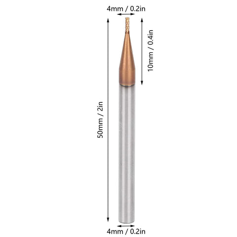 4-flute tungsten carbide end mill for woodworking, 4mm dia, 50mm overall length, 10mm blade length