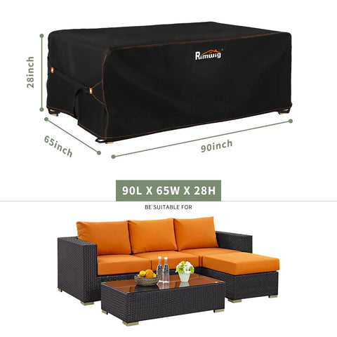 Weatherproof Outdoor Furniture Covers For Sectional Sofa And Table And Chairs, Heavy Duty Waterproof Rectangular Cover 90L X 65W X 28H, All Season Patio Protection For Winter Rain Sun Exposure, Keeps Cushions Dry And Furniture Looking New.