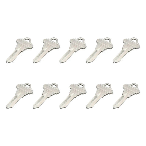 Image of a Brass SC1 Uncut Key Blanks Pack Of 10 That Fit Schlage 5 Pin Locks Also Compatible With Axxess 68 Cole SC1 And Curtis SC1 Easy To Duplicate By Locksmiths Or Key Machines For Home And Professional Use