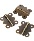 Three antique bronze mini butterfly door hinges, part of the 40 Pcs Mini Butterfly Door Hinges Set in Antique Bronze, 20x25mm.