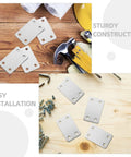 Stainless Steel Flat Mending Plates With Screws 20 Pack For DIY Projects And Home Improvement Easy Install For Cabinets Shelves And Furniture Repairs Today shown on wood surface with tools