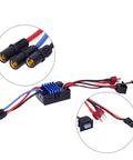 Beefed Up Drift RC Car Upgrade Part with Waterproof Dustproof 35A Sensorless Brushless ESC, connectors and wiring shown