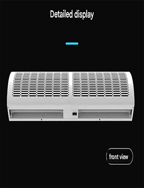 Front view of Heavy Duty Air Curtain Pumping Out Mean Airflow And Running Smooth As Silk With Dual Fan Speeds.