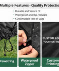 Custom Fit Dust Protection Cover For Equipment And Furniture Made To Measure Protective Cover With Personalized Text Or Logo Keeps Your Gear Clean In Workshops Garages Studios And Home Workspaces featuring waterproof zipper, drawstring, and custom logo printing