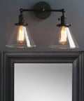 Industrial Black Wall Sconce Lighting Set Two Light Vanity Fixtures for Bathroom Bedroom and Living Room Over Mirror E26 Base 110 240V Compatible with LED Incandescent CFL Bulbs Not Included