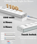 Rechargeable Wireless Under Cabinet Lights With Remote Control, 48 LED Bright White And RGB, showing 1100 mAh battery and USB