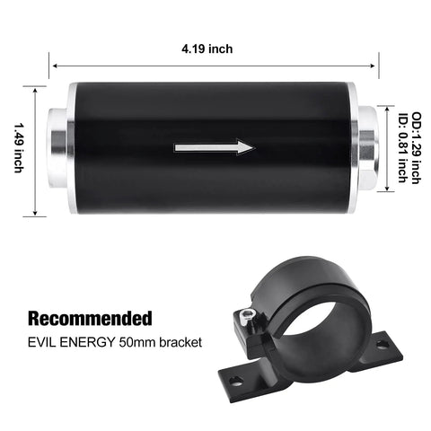 Inline Fuel Filter 100 Micron With 6AN 8AN And 10AN Adapters Universal 50mm Size Aluminum Alloy Can Stainless Steel Element