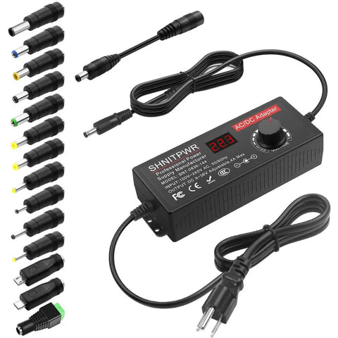 Versatile 144W Adjustable DC Power Supply From 9V To 36V, 4A Max, 100V-240V AC To DC Converter With LCD Display, 14 Tips, 5.5x2.5mm Plug