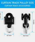 Black Curtain Track Pulleys 20 Pack for Silent Drapery Rails Top Notch Sliding Rollers with Wear Resistant Bearings and Automatic Lubrication High Load Bearing Gliders for Smooth Quiet Curtain Track System, 0.7 inch black pulley