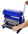 3 In 1 Sheet Metal Brake 12 Inch Blue Combination Machine for bending, shearing, and rolling, compact design with five blade options