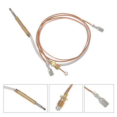 Copper outdoor patio heater thermocouple with 23.5-inch length, white insulated cable and brass fittings.