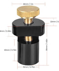Beefy Aluminum Alloy Bench Dog With 19mm Thumb Screw Non Slip Workbench Stop for woodworking tables, dimensioned view
