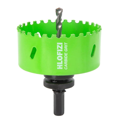 HLOFIZI 3-1/2 in carbide grit hole saw with 1-1/2 in depth and pilot bit, green housing