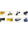 Track Type Mini Skid Steer Loader Workhorse attachments for construction, landscaping jobs, including buckets and augers.