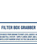 Label of Filter Box Grabber Lift Hoist For Quick Safe One Person Lifting From Ground To Roof Level Foldable For Narrow Spaces