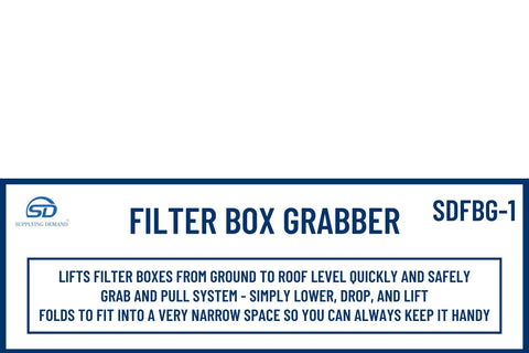 Label of Filter Box Grabber Lift Hoist For Quick Safe One Person Lifting From Ground To Roof Level Foldable For Narrow Spaces