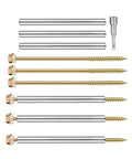 All In One 30 Pack 304 Stainless Steel Gutter Fasteners With 7 Inch Screws, Spikes, Nails And Metal Ferrules top view
