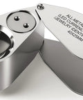 40X Jewelers Loupe Magnifier Pro Grade With LED And UV Illumination, metal folding magnifying glass for jewelry and close work