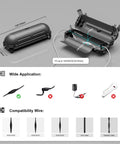 Two Pack Waterproof Outdoor Extension Cord Cover Weatherproof Electrical Connection Box open design showing wires and measurements