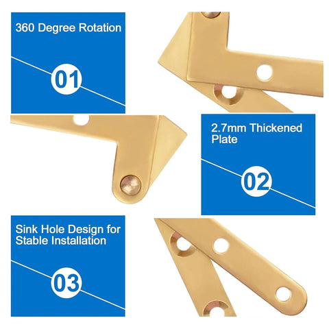 Rotatable 360 Degree Door Hinges for Doors Cabinets and Windows Heavy Duty Stainless Steel Hidden Pivot Hinges 4 Pack