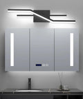 Ultra Bright Dimmable LED Vanity Light Fixture In Modern Chrome Over Mirror, displayed above a bathroom sink.