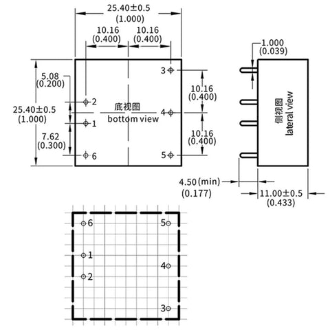 Heavy Duty Dc Dc Isolated Converter For Ev Charging 110V To 24V 10W Switching Power Supply Module dimensions and layout drawing
