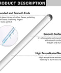 Long 12 Inch Glass Stirring Rod Set Of 8 With Round Ends, Flame Polished For Smooth Finish, 6 mm Diameter, Durable Glass Stir Sticks For Lab Mixing, Home Bar Beverages, Jars And DIY Crafts, glass rod close-up
