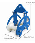 Heavy Duty Cable Pulley Roller Guide Block With Steel Frame And Visible Fasteners For Industrial Utility Jobs Two Wheel Nylon H Type 160 By 140 Mm Rugged Routing Tool For Tough Job Sites, blue 39 cm