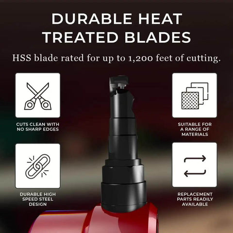Pro Grade Sheet Metal Nibbler Bundle With Drill Attachment For Straight Lines Curves And Circles Safe And Easy To Use Burr Free Edges Heavy Duty Performance Australian Made showing durable heat treated blades.