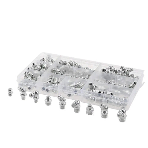 Grease Fittings Assortment Kit, 230Pcs Steel Zerk Nipples In Straight, 90-Degree, And 45-Degree Angles, M6 M8 M10