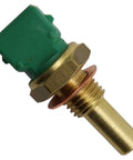 Top Shelf Heavy Duty Coolant Temperature Sensor Direct Replacement OE Spec Engine Cooling System Monitor Rock Solid Plug And Play Ecu Communication 158-0134 showing brass and green connector.